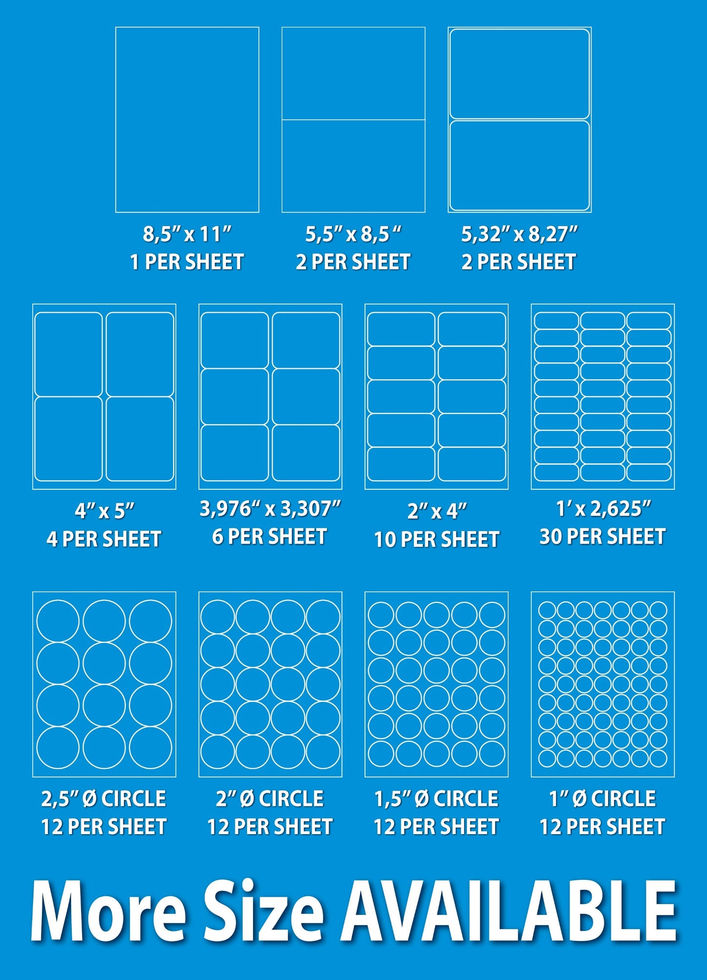 Shipping Labels for Laser & Inkjet Printers 4000 Labels 8.5”x5.5” Round