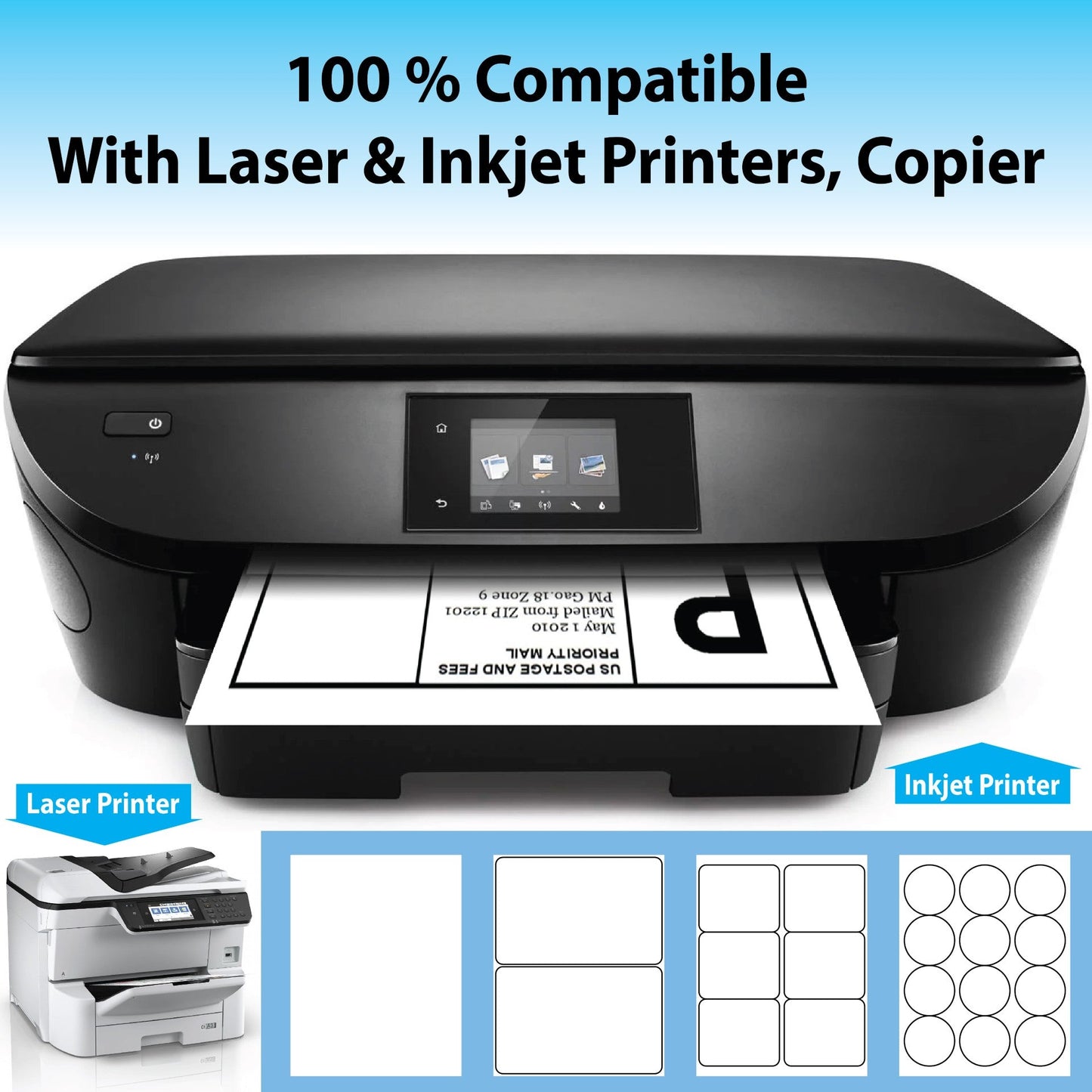 Shipping Labels for Laser & Inkjet Printers 100 Labels 8.5”x11”