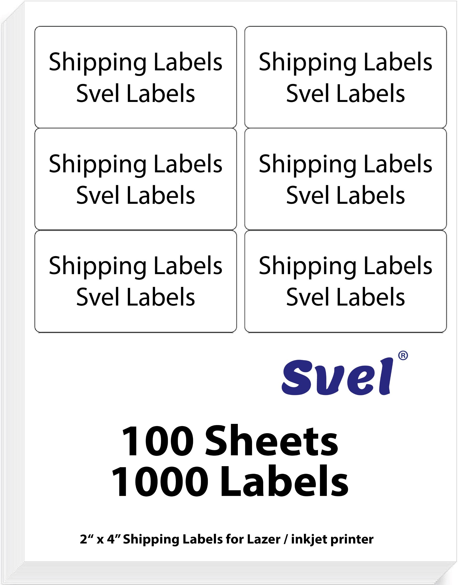 Shipping Labels for Laser & Inkjet Printers, 1000 Labels 2"×4"