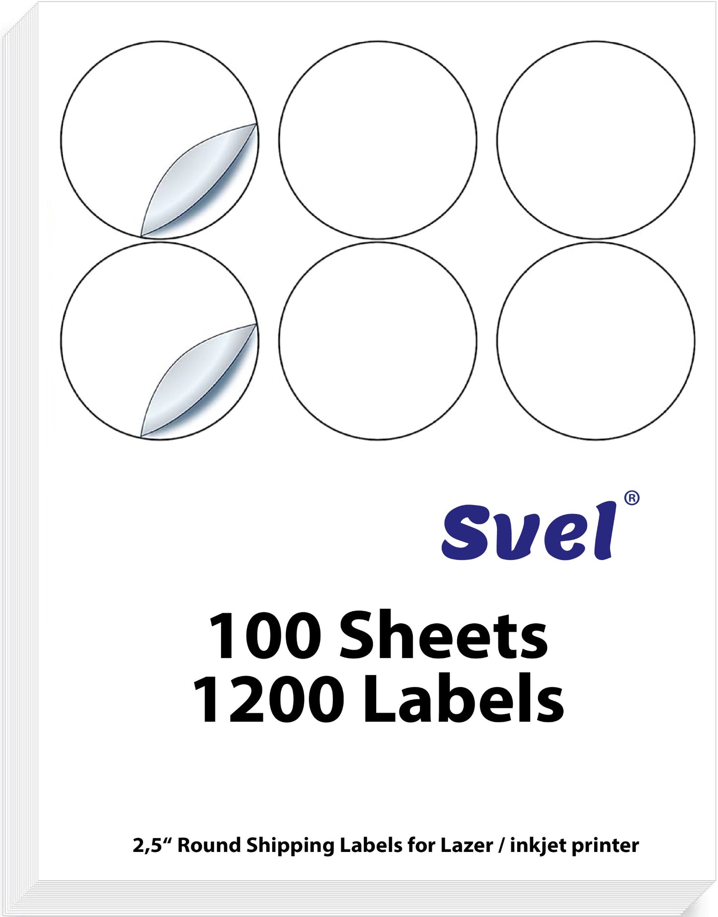 Shipping Labels for Laser & Inkjet Printers 1200 Labels 2.5” Round