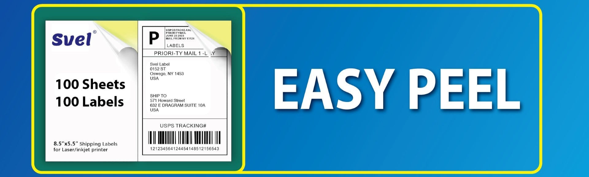 Shipping Labels for Laser & Inkjet Printers 100 Labels 8.5”x11”
