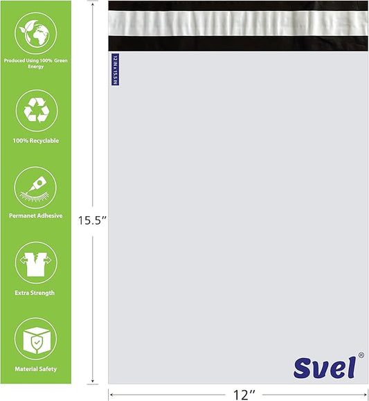 12" x 15.5" Poly Mailers Shipping Bags for Non-Fragile Items