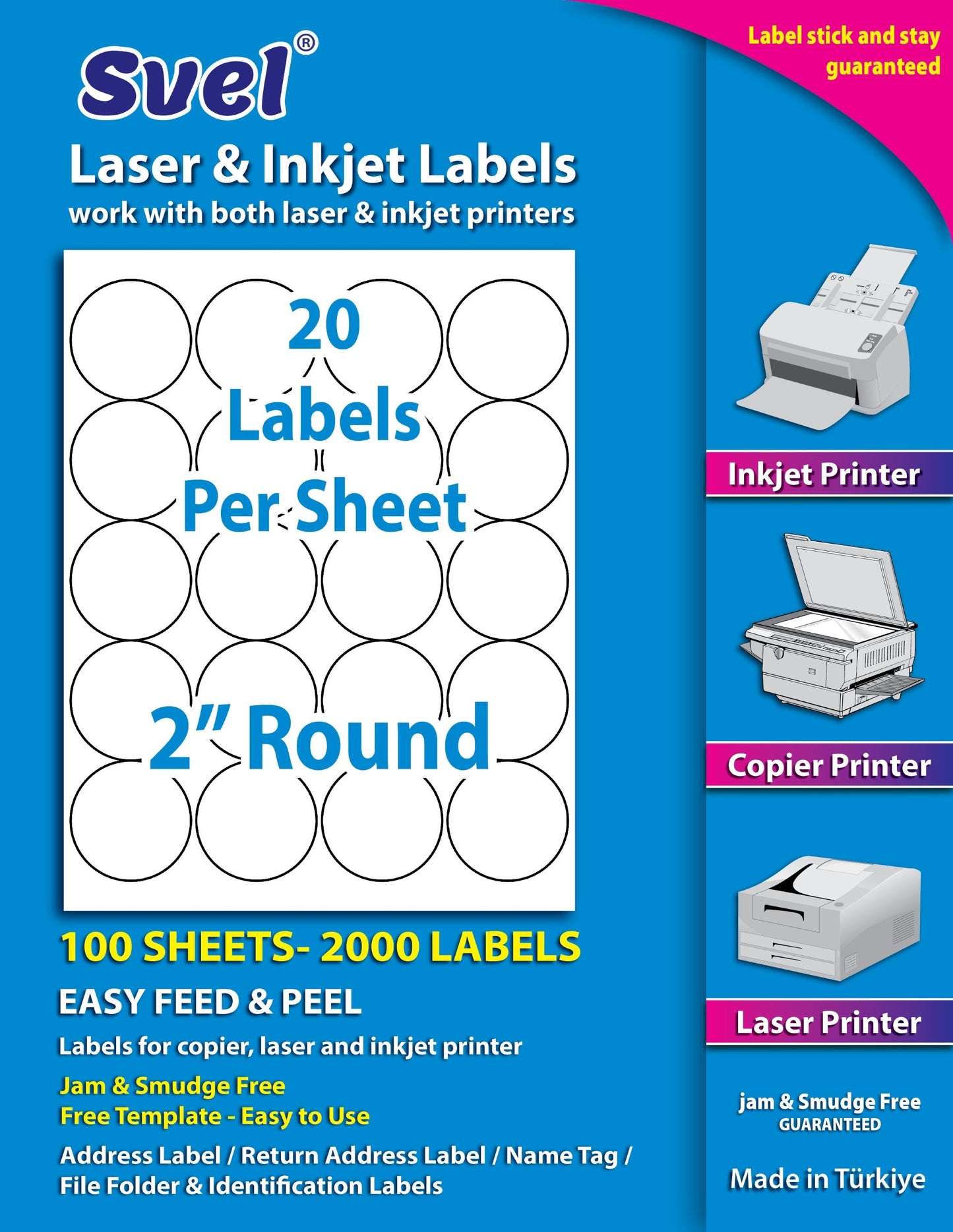 Shipping Labels for Laser & Inkjet Printers 2000 Labels 2” Round