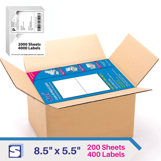 Shipping Labels for Laser & Inkjet Printers  8.5”x5.5” 4000 Labels