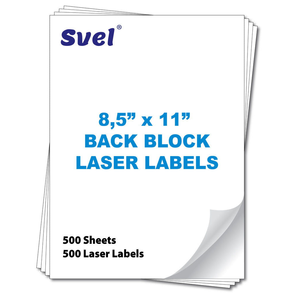 8.5x11" Back Block Labels for Laser & Inkjet Printers