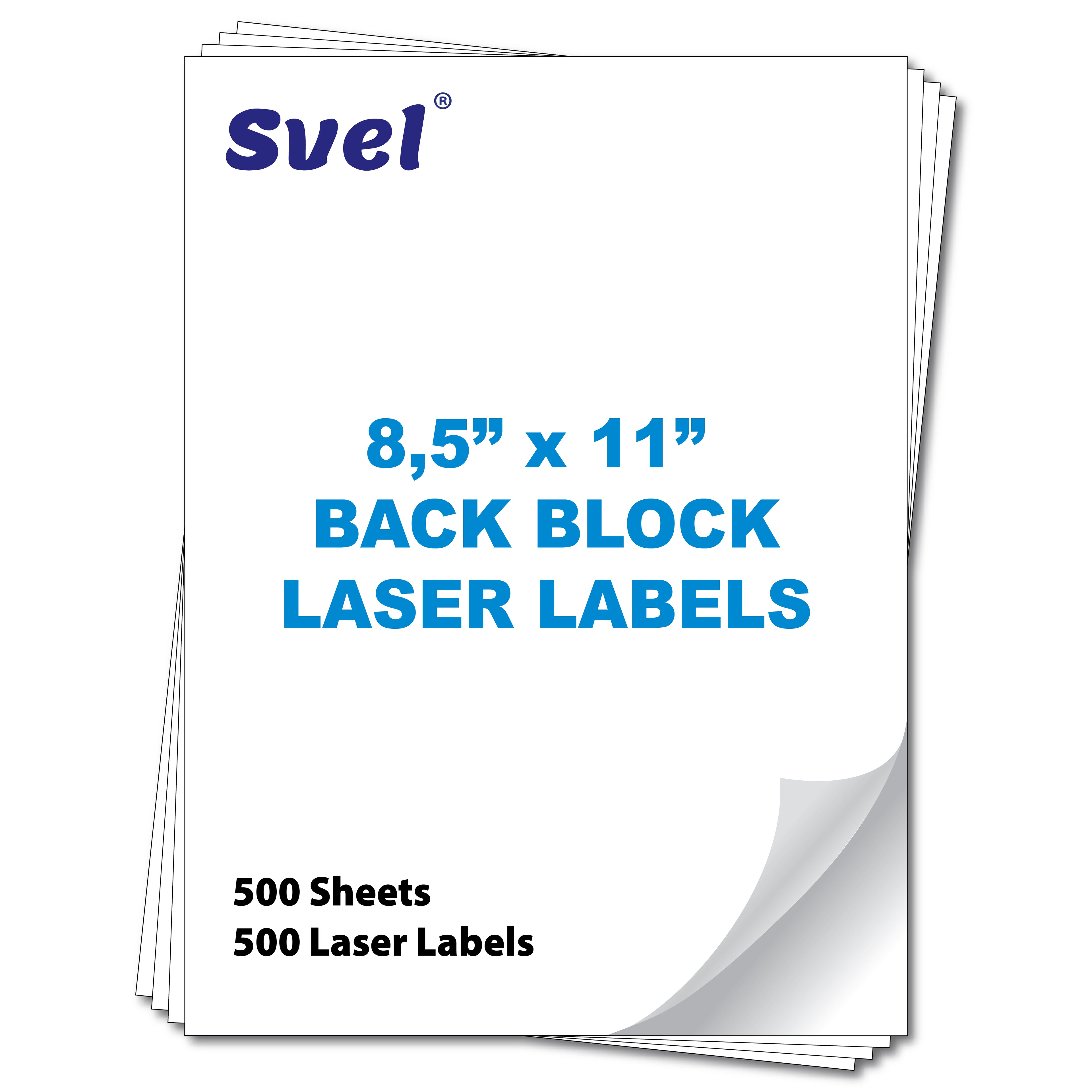 8.5x11" Back Block Labels for Laser & Inkjet Printers