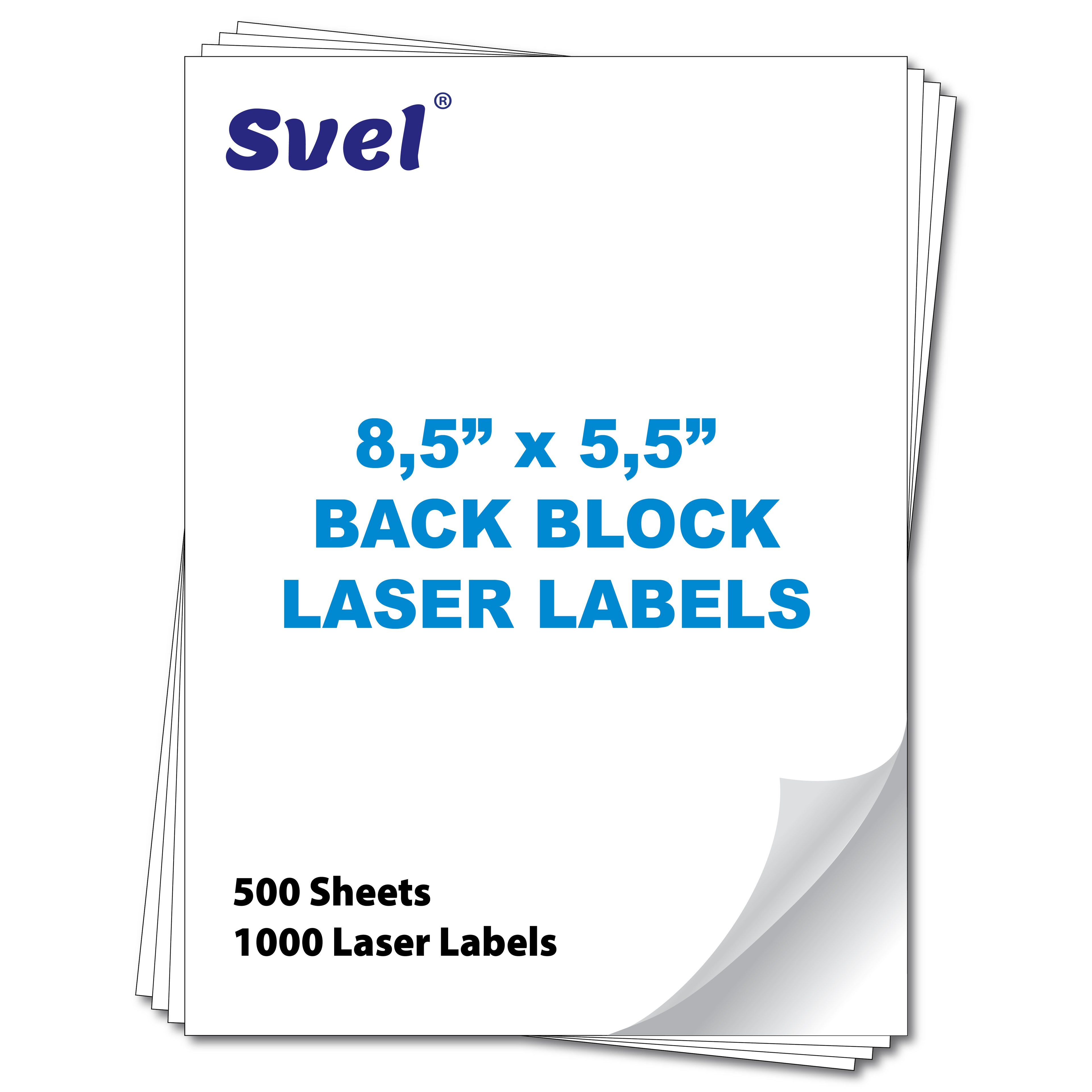 8.5x5.5" Back Block Labels for Laser & Inkjet Printers