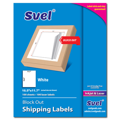 Blockout Full Sheet Labels Shipping Mailing Full Page Cover up Stickers Cover Old Barcodes & Addresses – Laser & Inkjet Printable