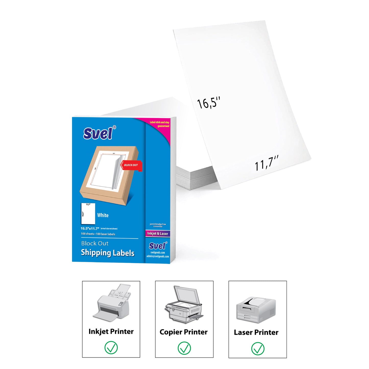 Blockout Full Sheet Labels Shipping Mailing Full Page Cover up Stickers Cover Old Barcodes & Addresses – Laser & Inkjet Printable