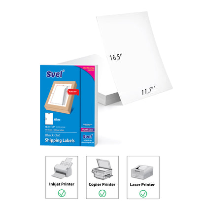 Blockout Full Sheet Labels Shipping Mailing Full Page Cover up Stickers Cover Old Barcodes & Addresses – Laser & Inkjet Printable