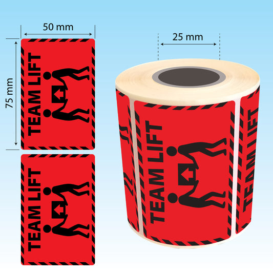 Team Lift Warning Labels 2x3 Inch 500 Pcs