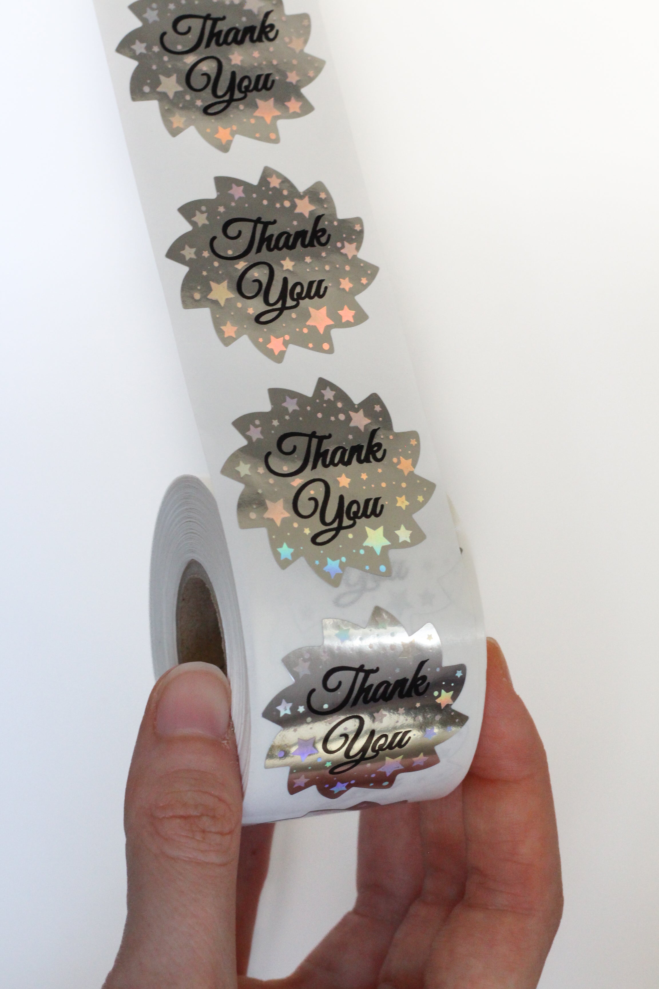 Thank You Labels for Small Business 1.5 R Inch (Silvery)
