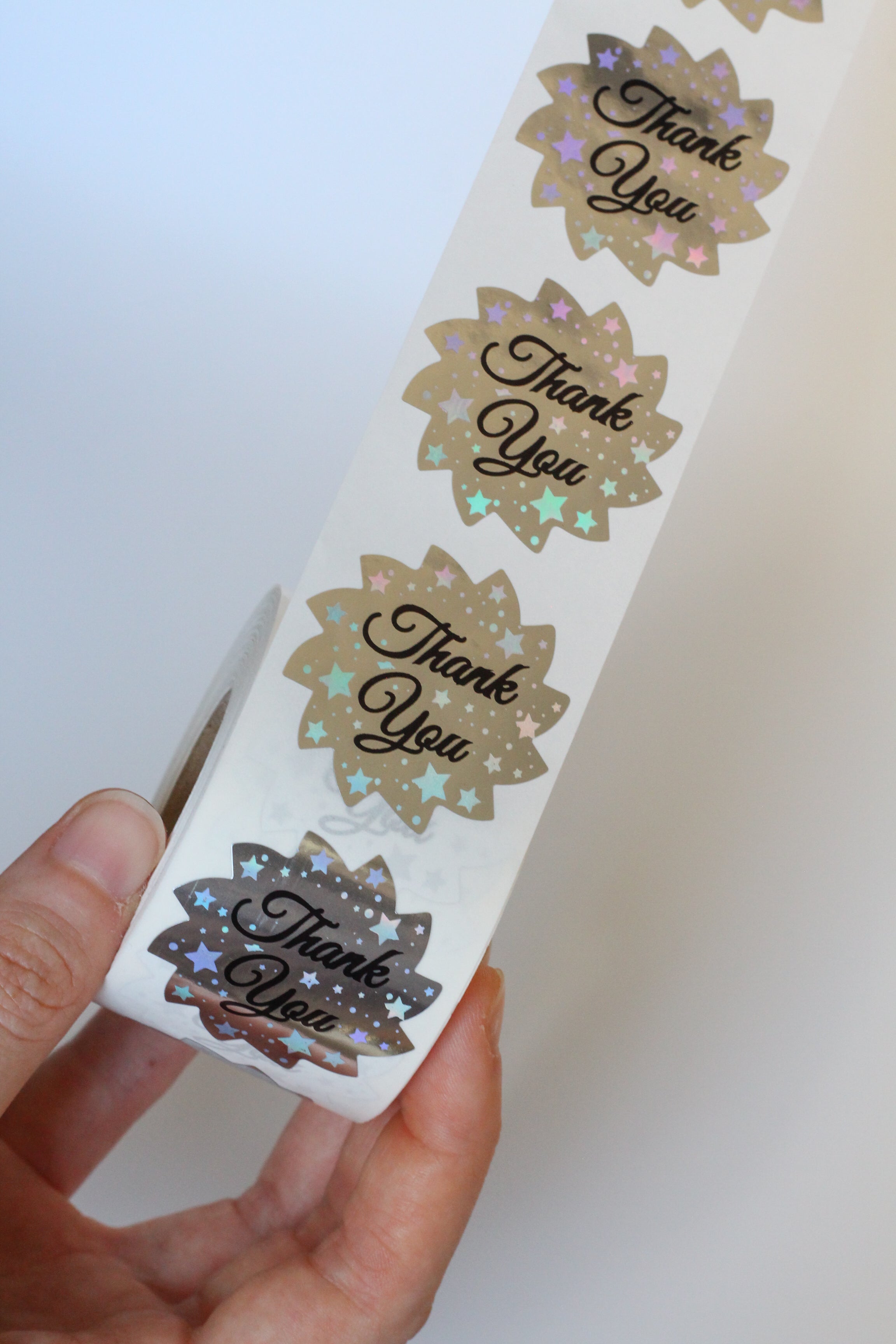 Thank You Labels for Small Business 1.5 R Inch (Silvery)