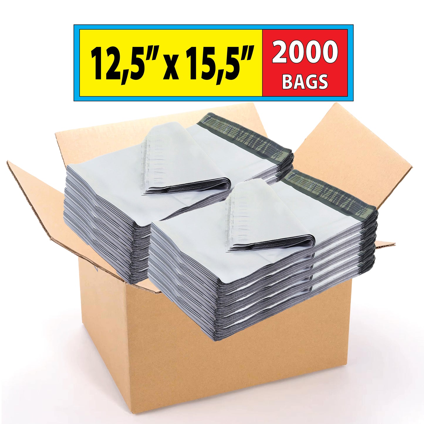 Poly Mailers, Poly Bags for Non-Fragile Items 12x15.5 Inch 2000 Pcs