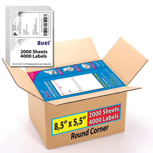 Shipping Labels for Laser & Inkjet Printers 4000 Labels 8.5”x5.5”Round