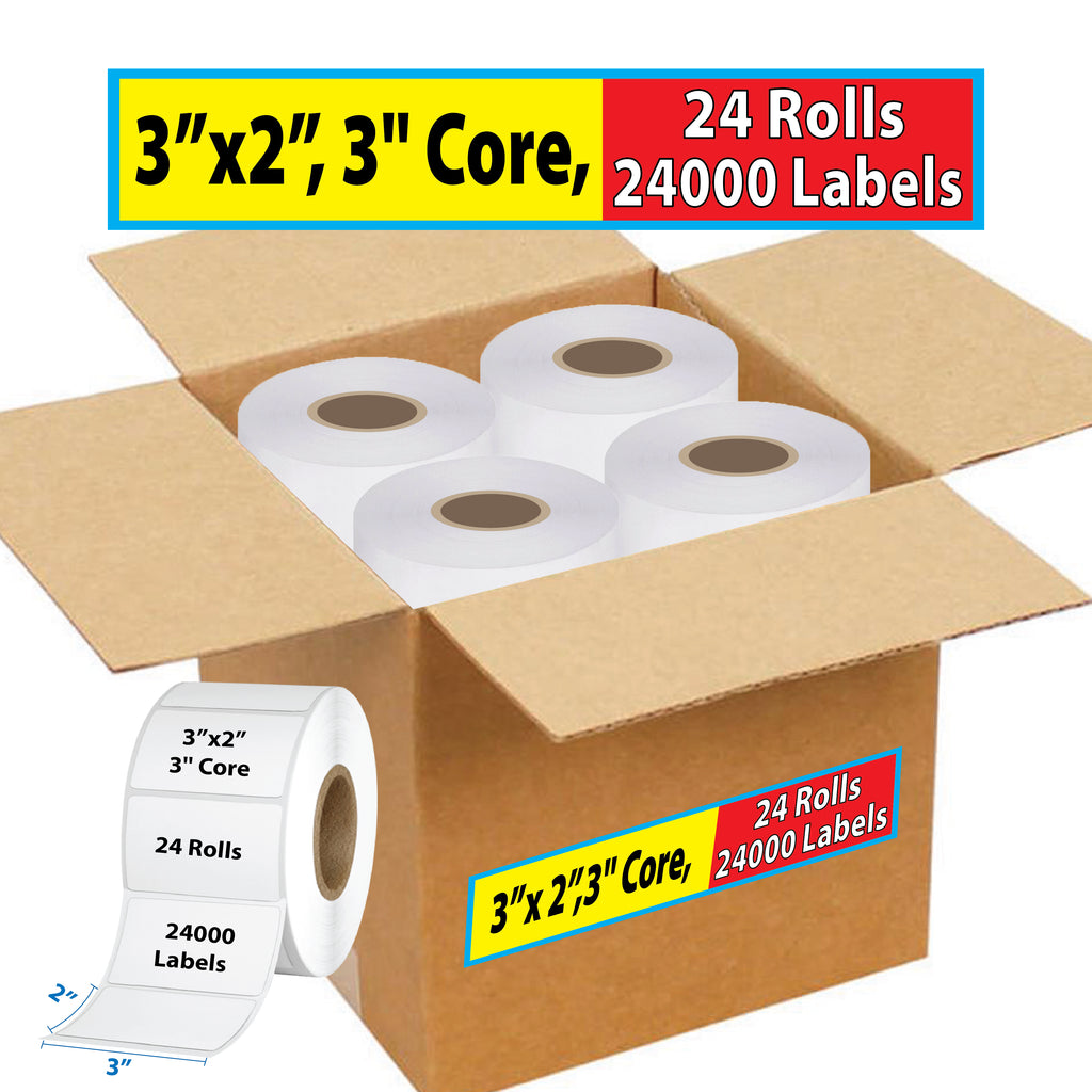Thermal Shipping Label for Roll 3”x2”, 3'' Core 24 Roll (24000 Labels)