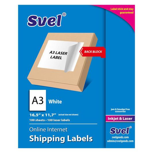 A3 Back Block  Labels for Laser & Inkjet Printers 100 Labels