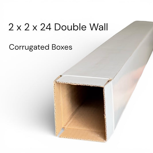 Shipping Corrugated Box 2x2x24" Premium Laminated Self-Sealing Edge for DTF Film Rolls, UV Stickers, Posters & Blueprints