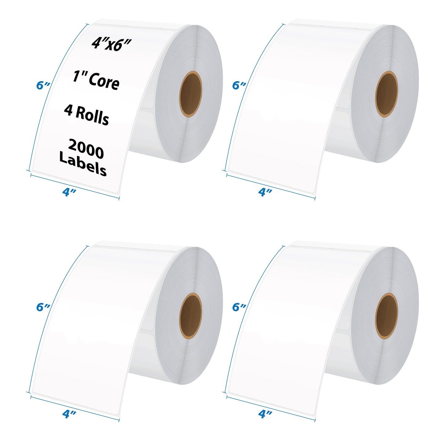 Svel Thermal Shipping Label for Roll 4”x6”,1'' Core, 4 Rolls (2000 Labels)