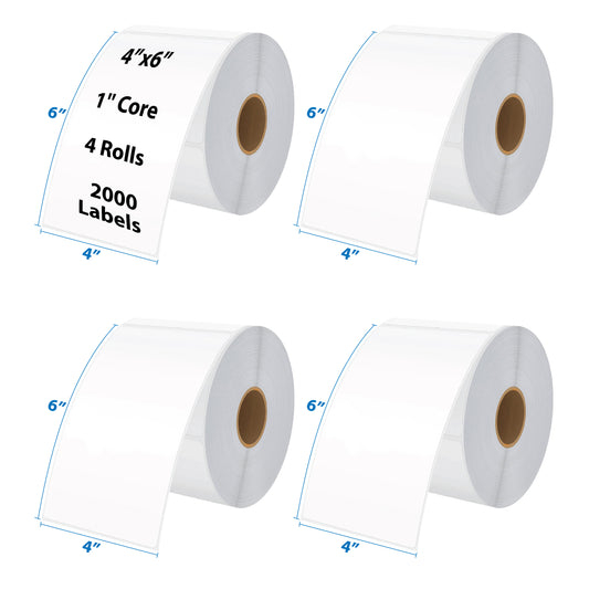 Svel Thermal Shipping Label for Roll 4”x6”,1'' Core, 4 Rolls (2000 Labels)