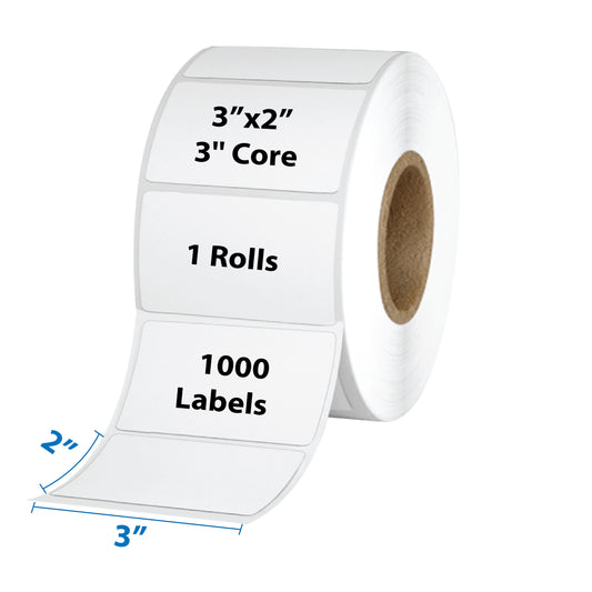 Thermal Shipping Label for Rolls 3”x2”, 3'' Core, 1 Roll (1000 Labels)