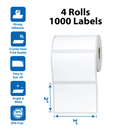 3" x 2" / 3" Core Thermal Shipping Label Rolls
