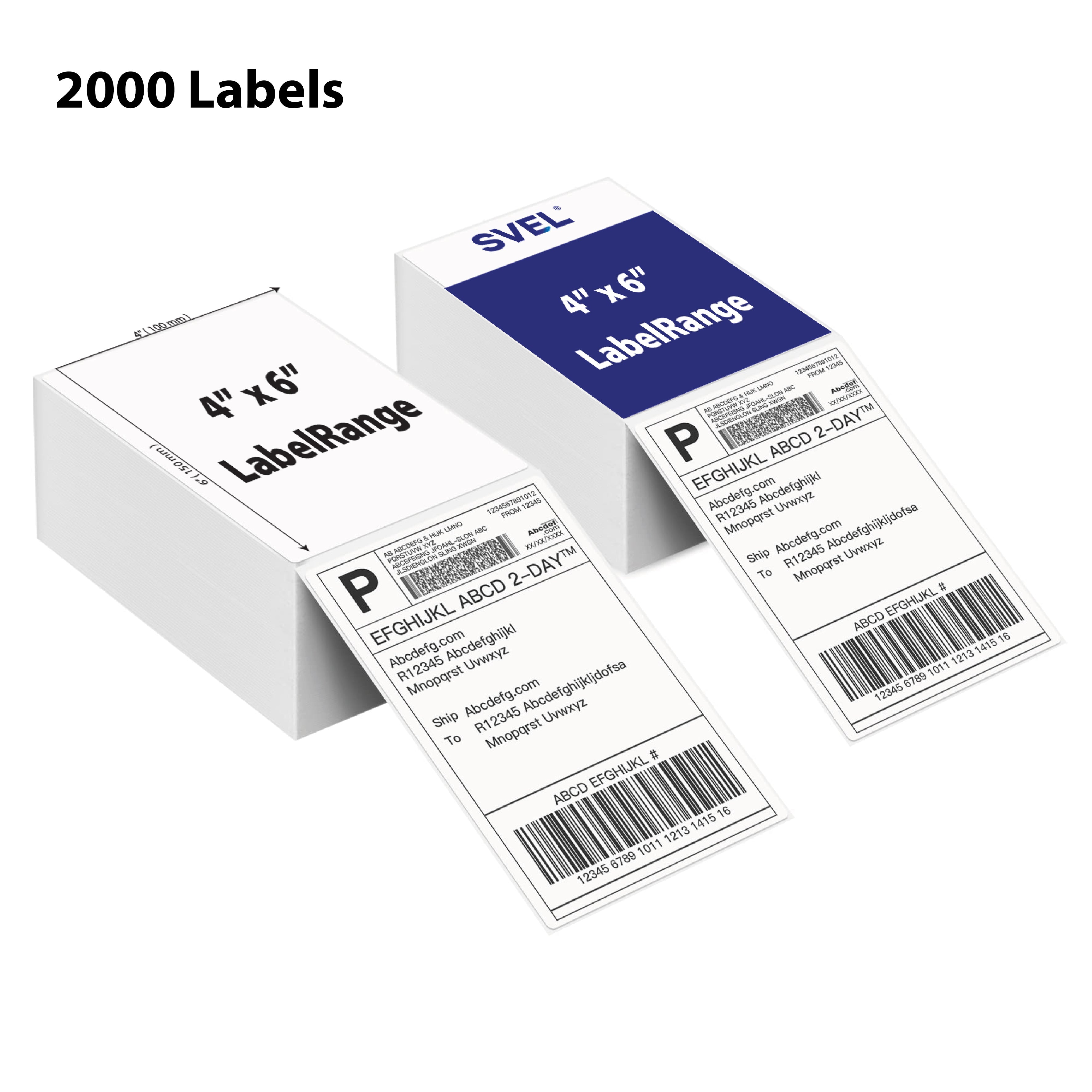 Svel Fanfold 4" x 6" Direct Thermal Labels White Perforated Shipping Labels,1 Stack,Total 2000