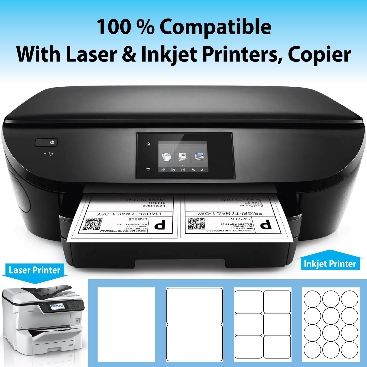 Shipping Labels for Laser & Inkjet Printers 200 Labels 8.5”x5.5”