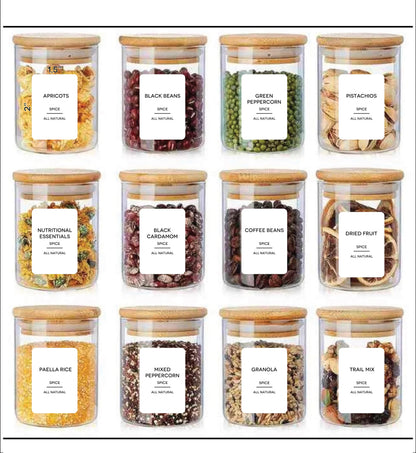 335 Pcs Kitchen Pantry & Spice Labels for Containers White