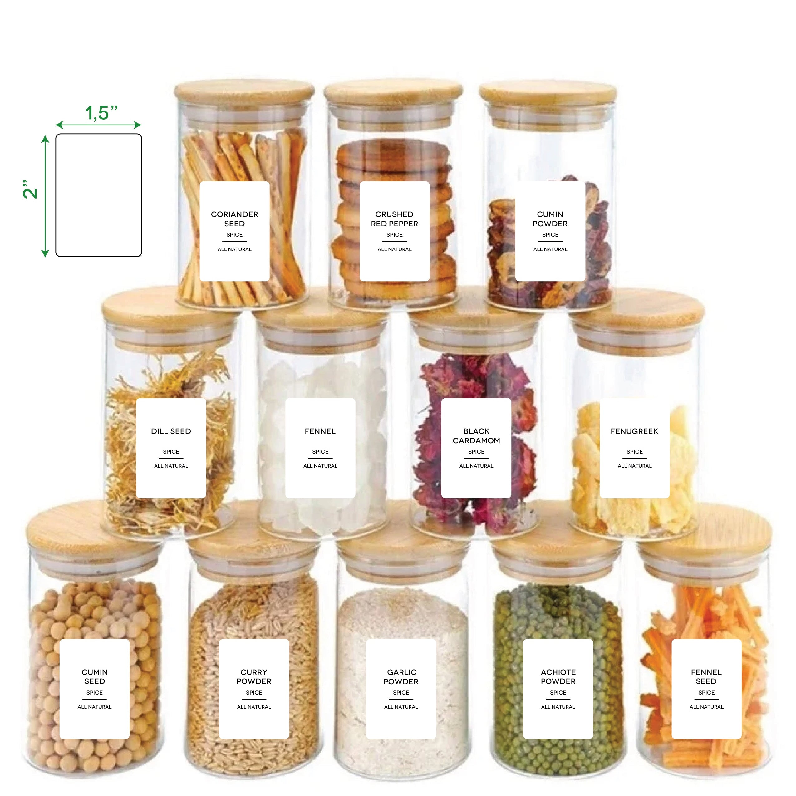 125 Pcs Kitchen Spice Labels for Food Containers