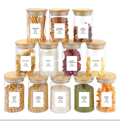 335 Pcs Kitchen Pantry & Spice Labels for Containers White
