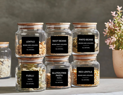 160 Pcs Kitchen Pantry Labels for Food Containers Black