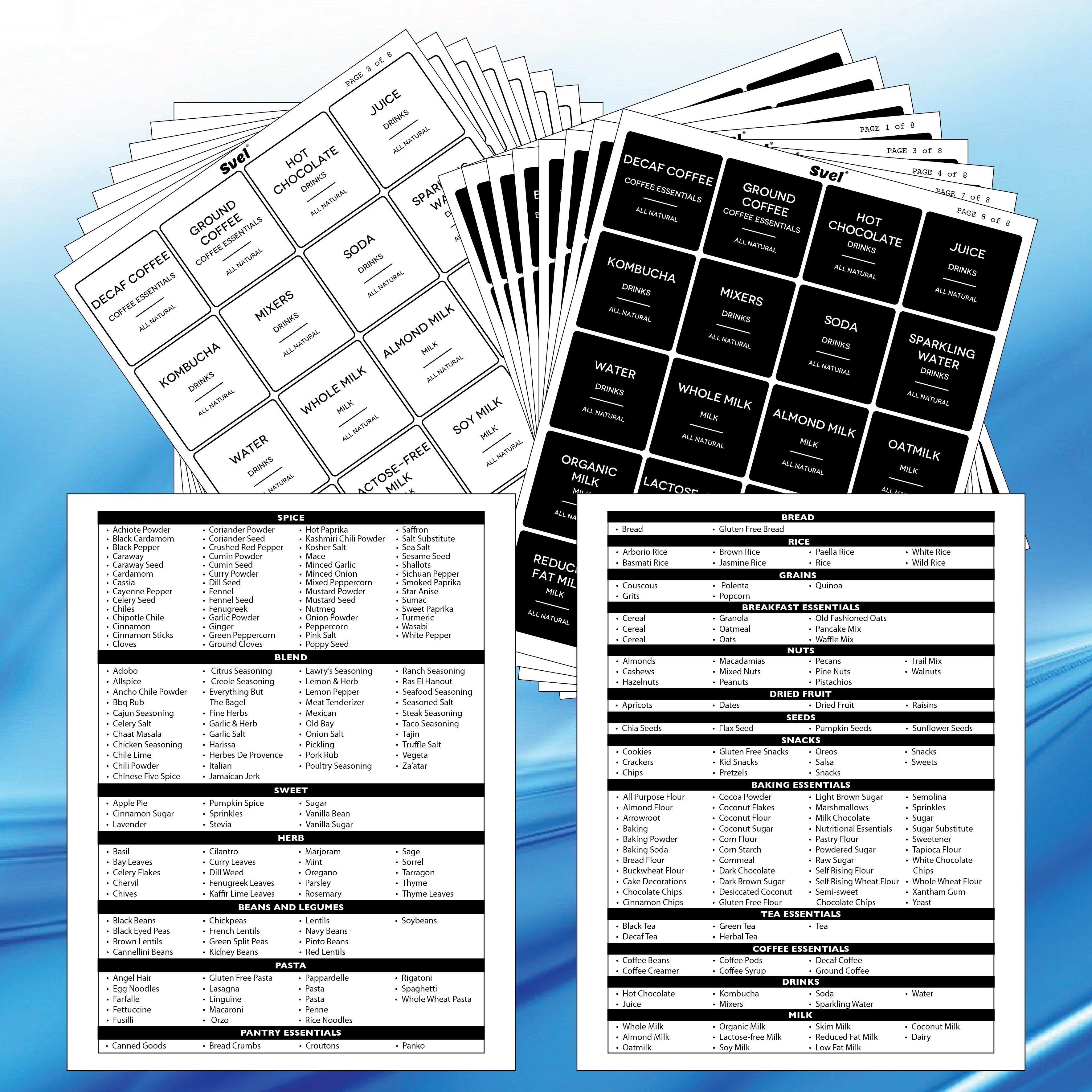 160 Pcs Kitchen Pantry Labels for Food Containers Black