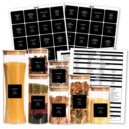 160 Pcs Kitchen Pantry Labels for Food Containers Black