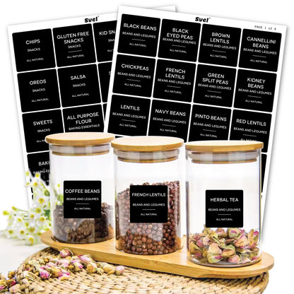 160 Pcs Kitchen Pantry Labels for Food Containers Black