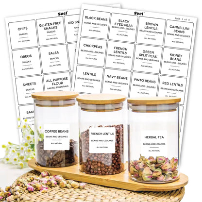 160 Pcs Kitchen Pantry Labels for Food Containers White