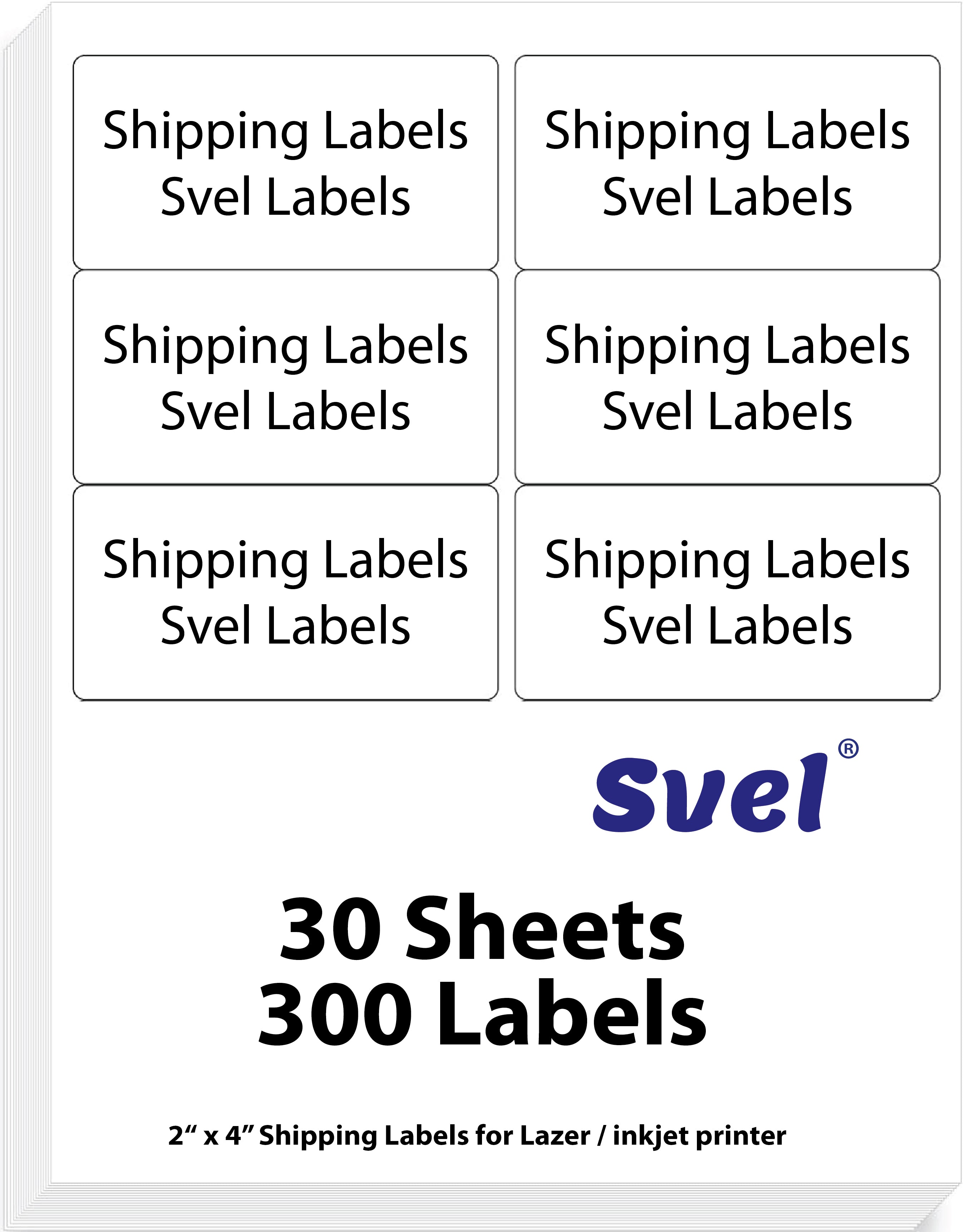 Shipping Labels for Laser & Inkjet Printers, 300 Labels 2"×4"