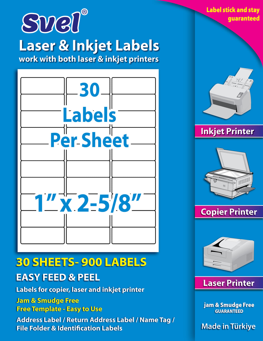 Shipping Labels for Laser & Inkjet Printers 900 Labels 1"x2-5/8"