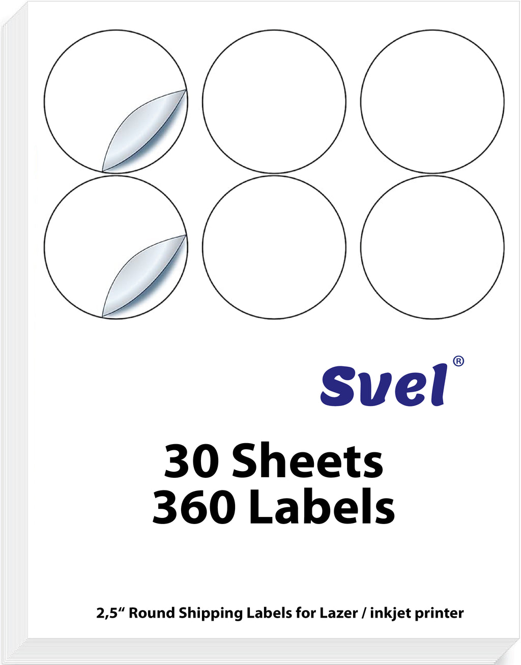 Shipping Labels for Laser & Inkjet Printers 360 Labels 2.5” Round