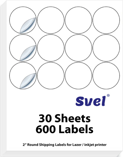 2” Round Shipping Labels for Laser & Inkjet Printers