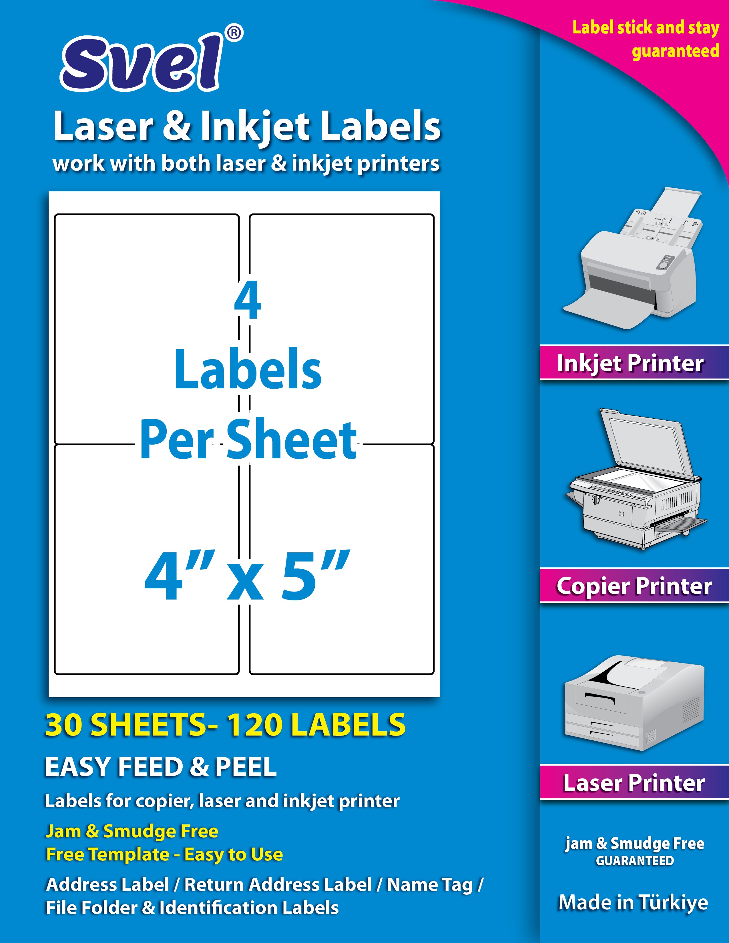 Shipping Labels for Laser & Inkjet Printers 120 Labels 4”x5”