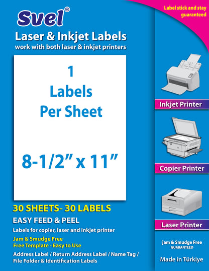 8.5” x 11” Shipping Labels for Laser & Inkjet Printers