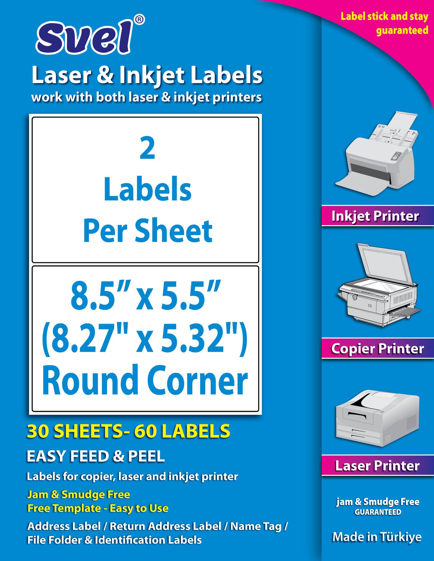8.5” x 5.5” Round Shipping Labels for Laser & Inkjet Printers