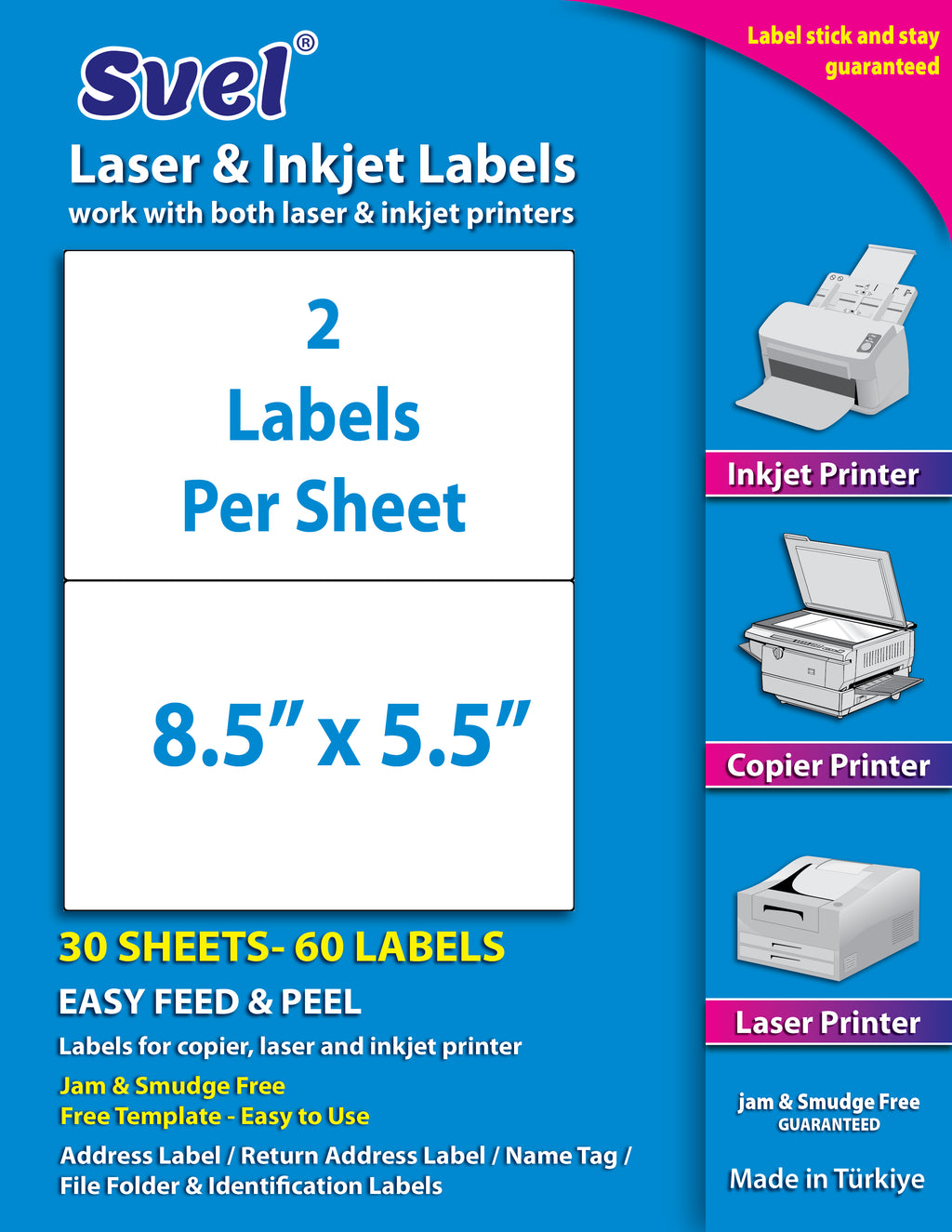 8.5” x 5.5” Shipping Labels for Laser & Inkjet Printers