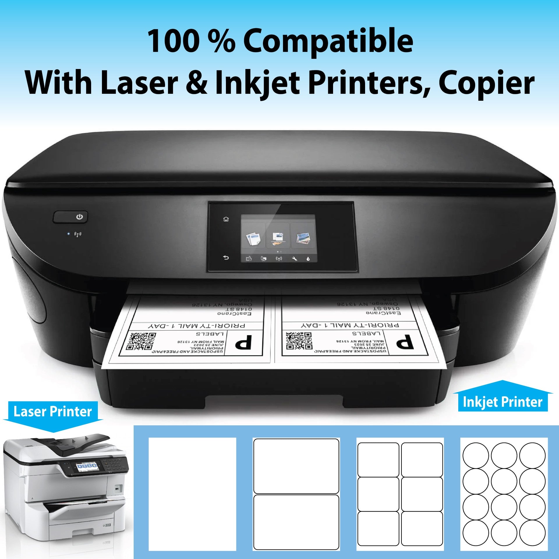 8.5” x 5.5” Round Shipping Labels for Laser & Inkjet Printers