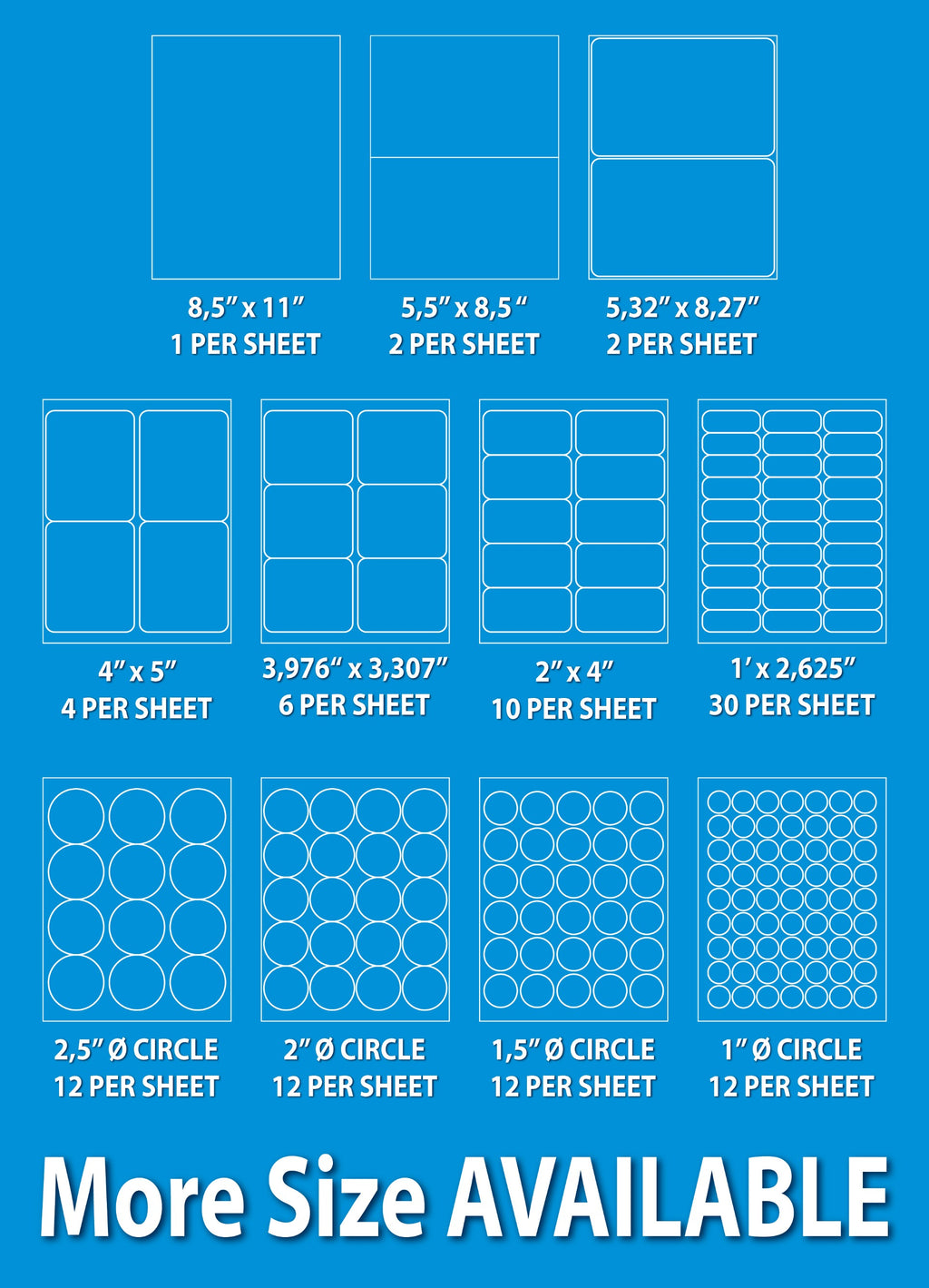 8.5” x 5.5” Round Shipping Labels for Laser & Inkjet Printers