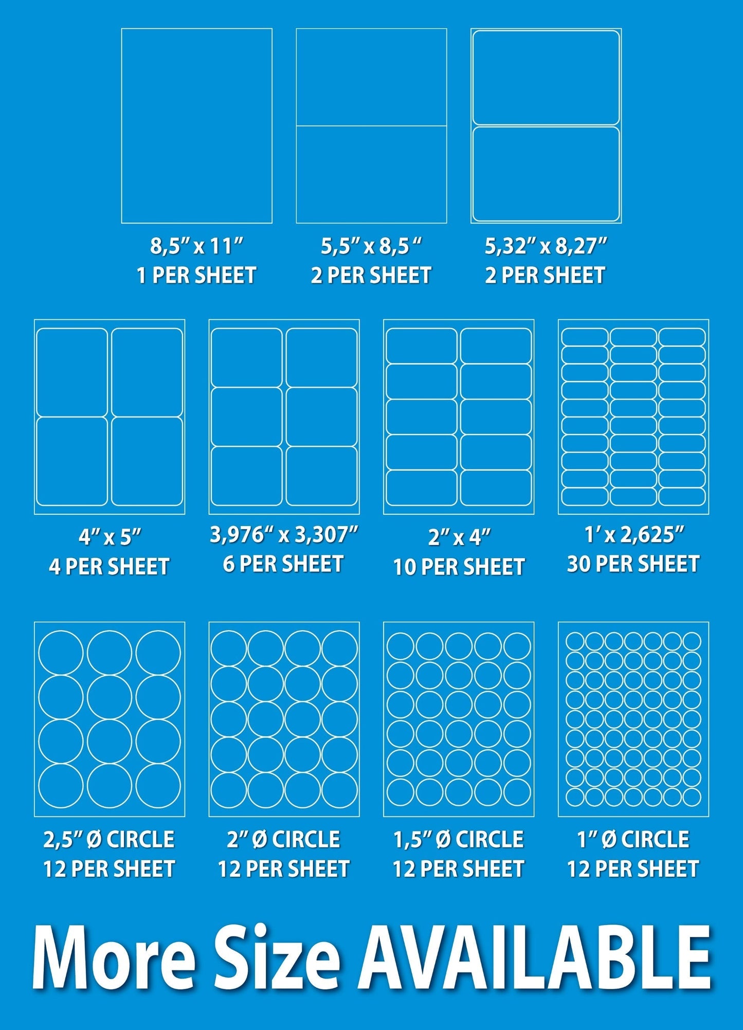 Shipping Labels for Laser & Inkjet Printers 1000 Labels 8.5”x5.5”Round