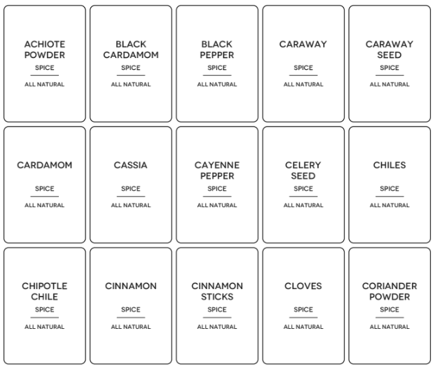 125 Pcs Kitchen Spice Labels for Food Containers