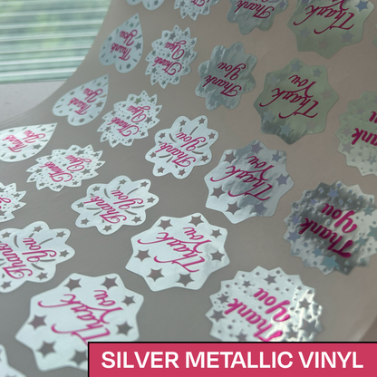 Custom Silver Metallic Vinyl Square Labels